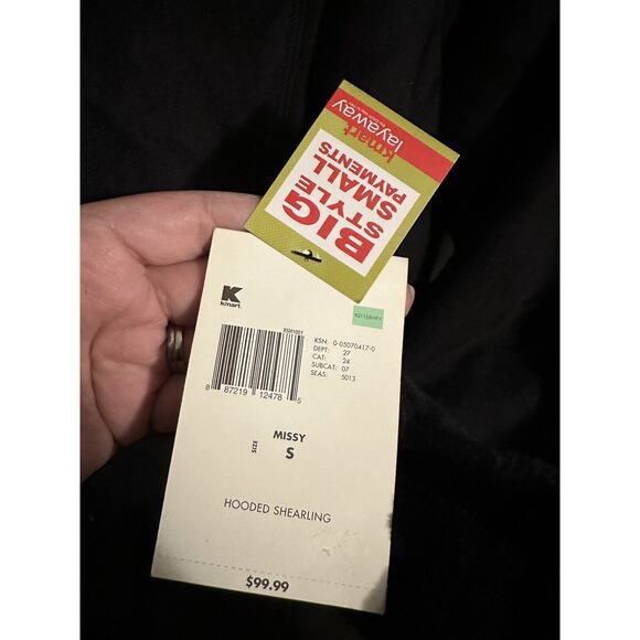 Jaclyn Smith Womens Small Hooded Shearling Fox Fur Lined Coat Button Up NWT - Picture 3 of 7